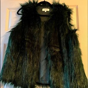 Charlotte Russe dark green furry vest